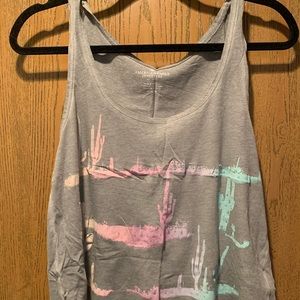 Grey cactus crop tank